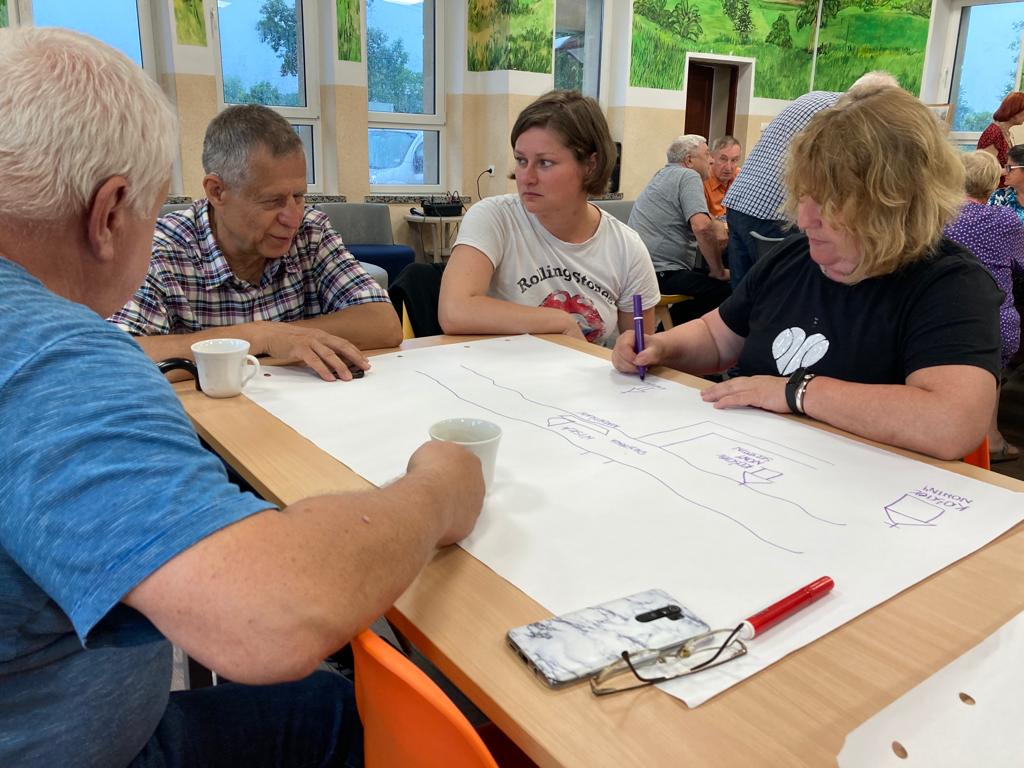 Cztery osoby rysują mapę