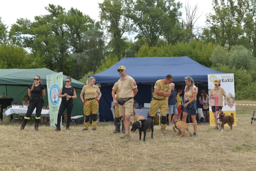 5 osób z pieskami ratowniczymi